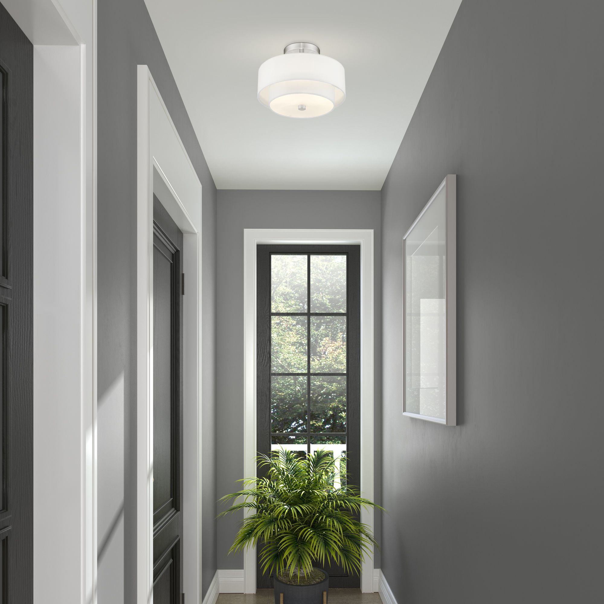 Meridian 2 Light Brushed Nickel Ceiling Mount