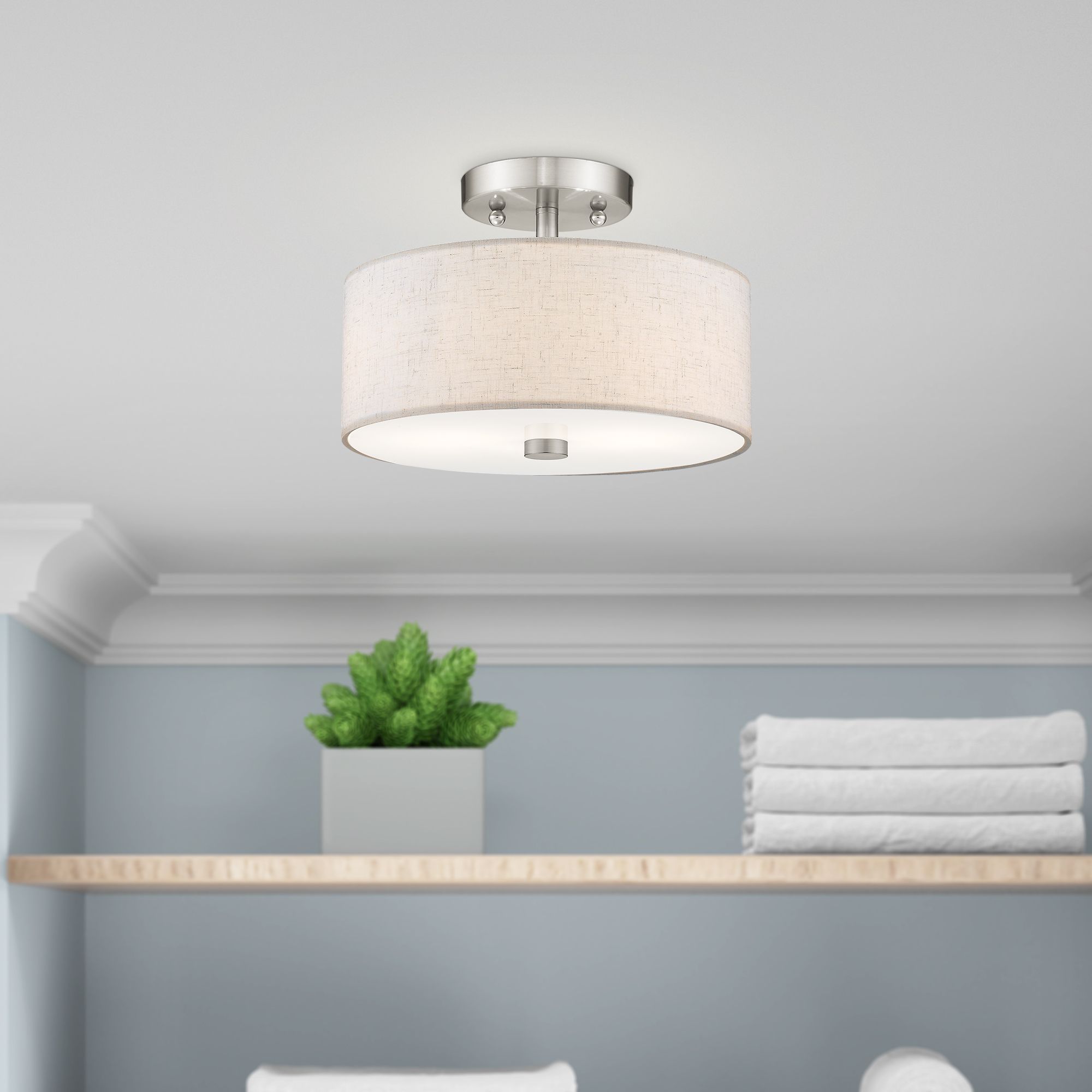 Meridian 2 Light Brushed Nickel Ceiling Mount