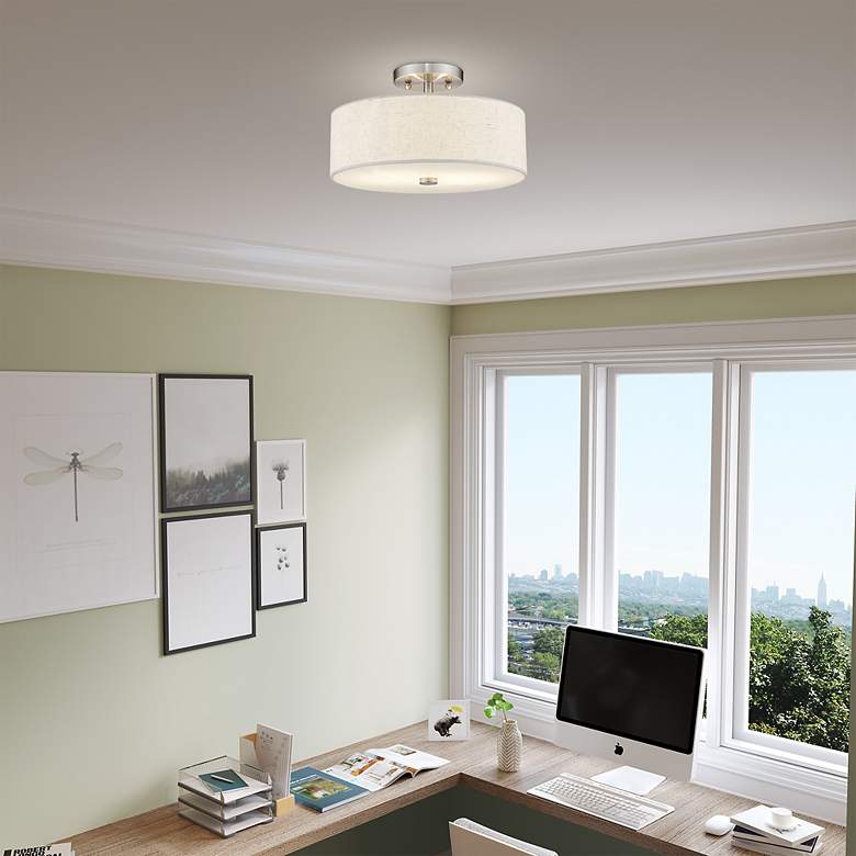 Image 3 Meridian 2 Light Brushed Nickel Ceiling Mount more views