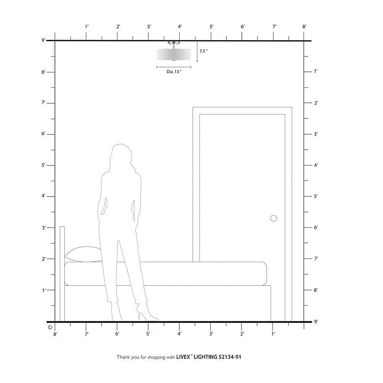 Image 4 Meridian 2 Light Brushed Nickel Ceiling Mount more views