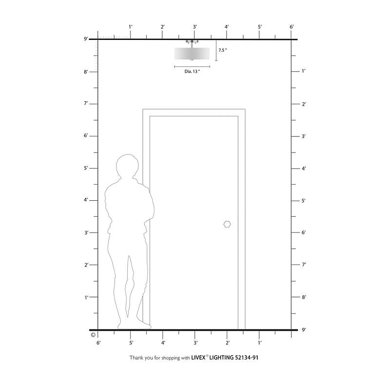 Image 5 Meridian 2 Light Brushed Nickel Ceiling Mount more views