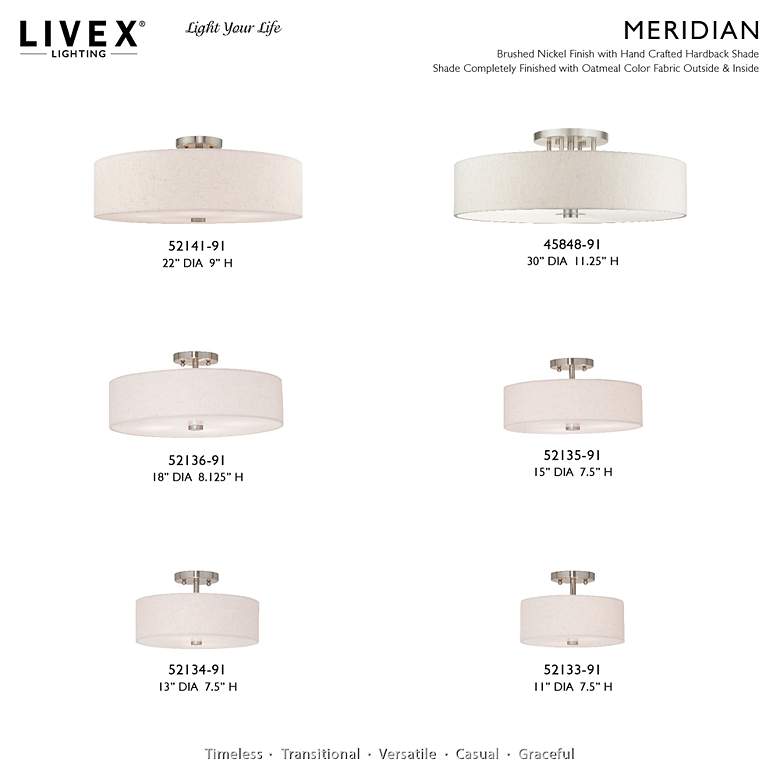 Image 6 Meridian 2 Light Brushed Nickel Ceiling Mount more views