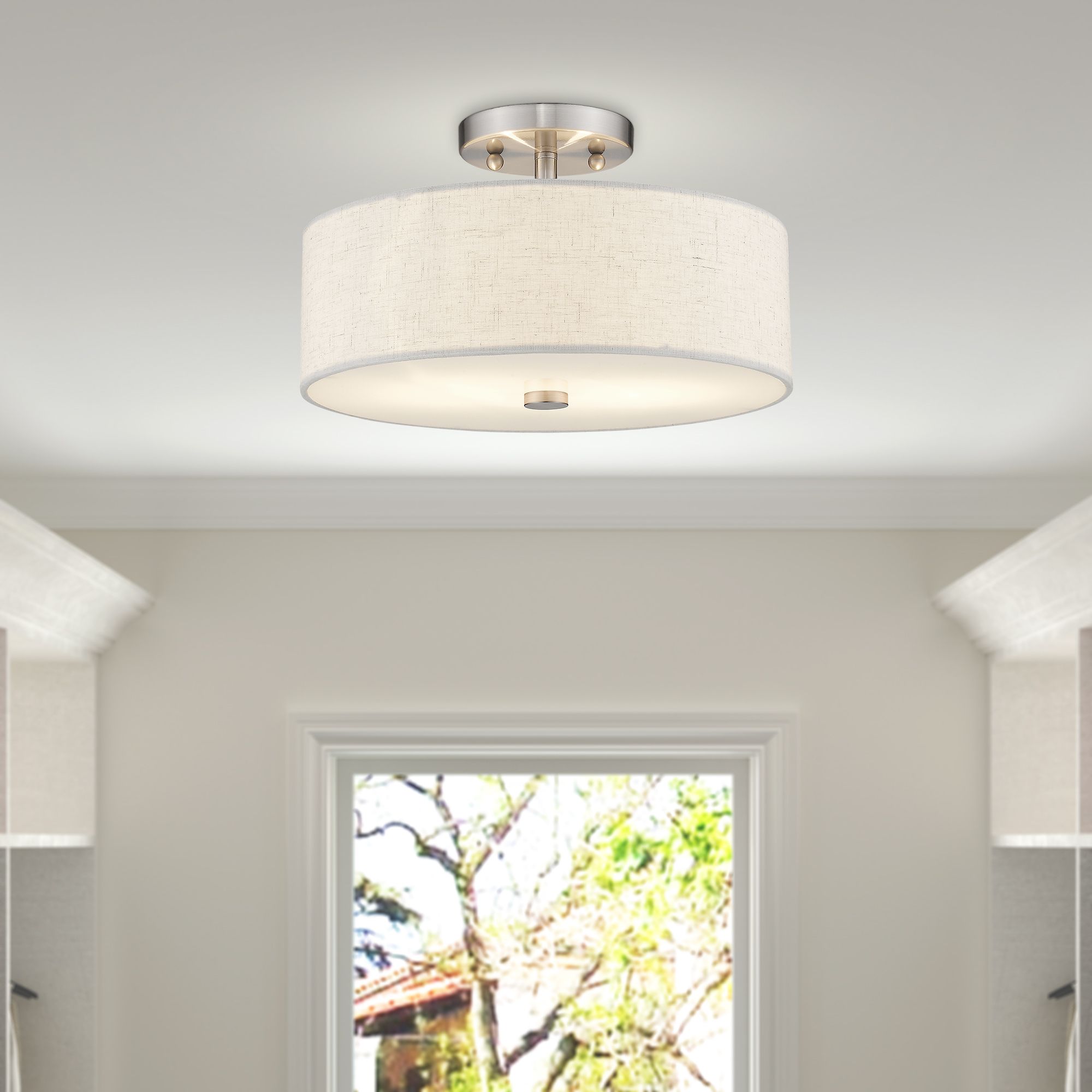 Meridian 2 Light Brushed Nickel Ceiling Mount