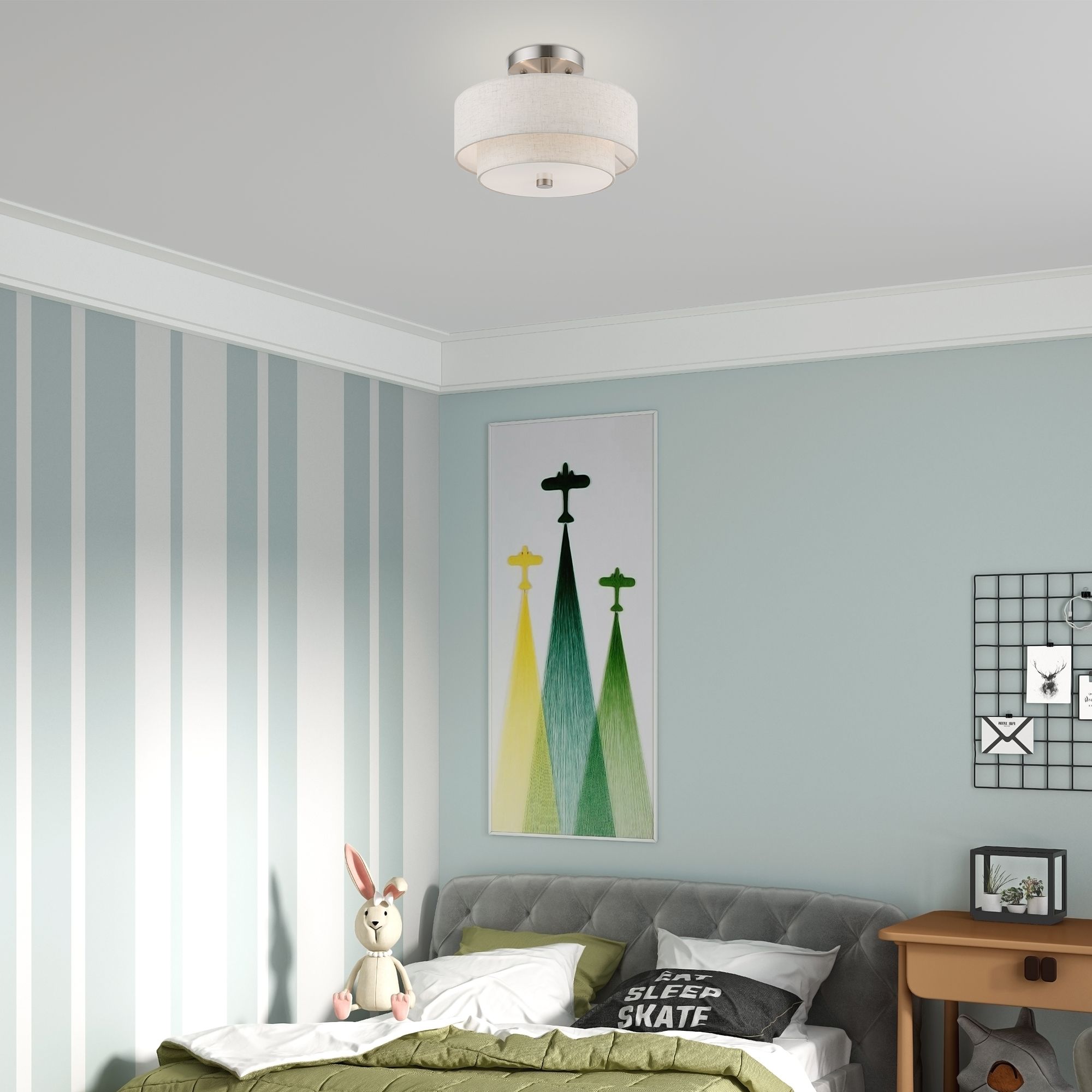 Image 7 Meridian 2 Light Brushed Nickel Semi-Flush more views