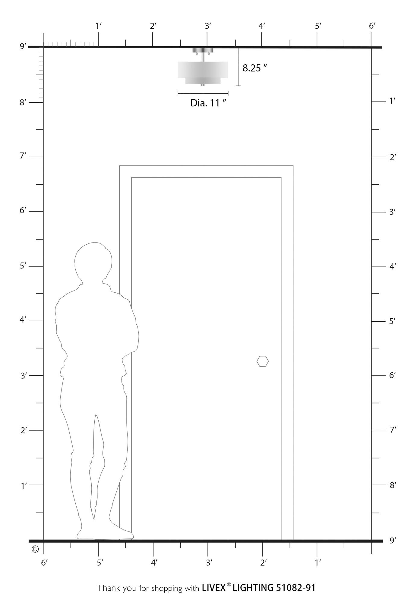 Meridian 2 Light Brushed Nickel Semi-Flush
