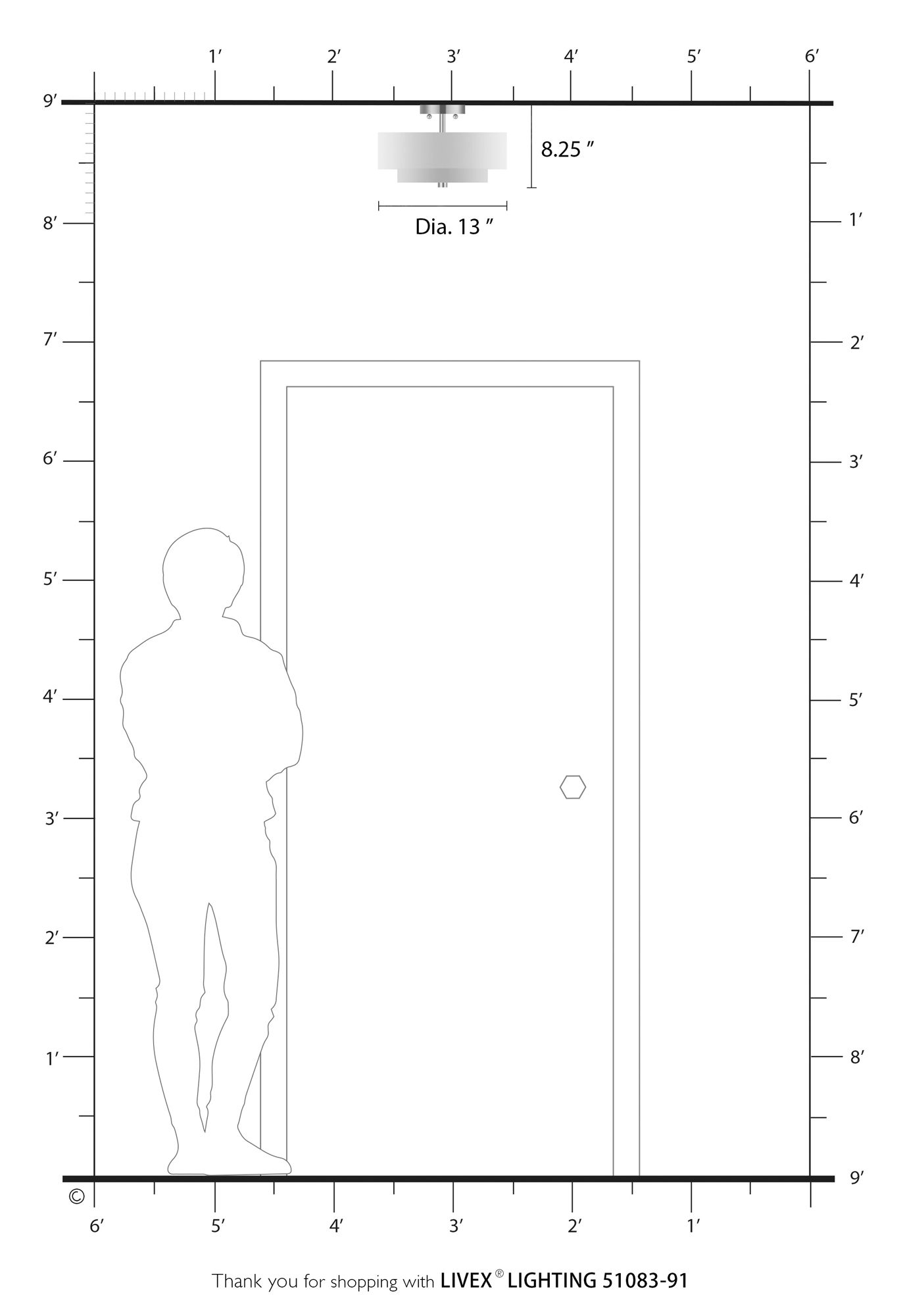 Meridian 2 Light Brushed Nickel Semi-Flush