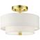 Meridian 2 Light Satin Brass Semi Flush