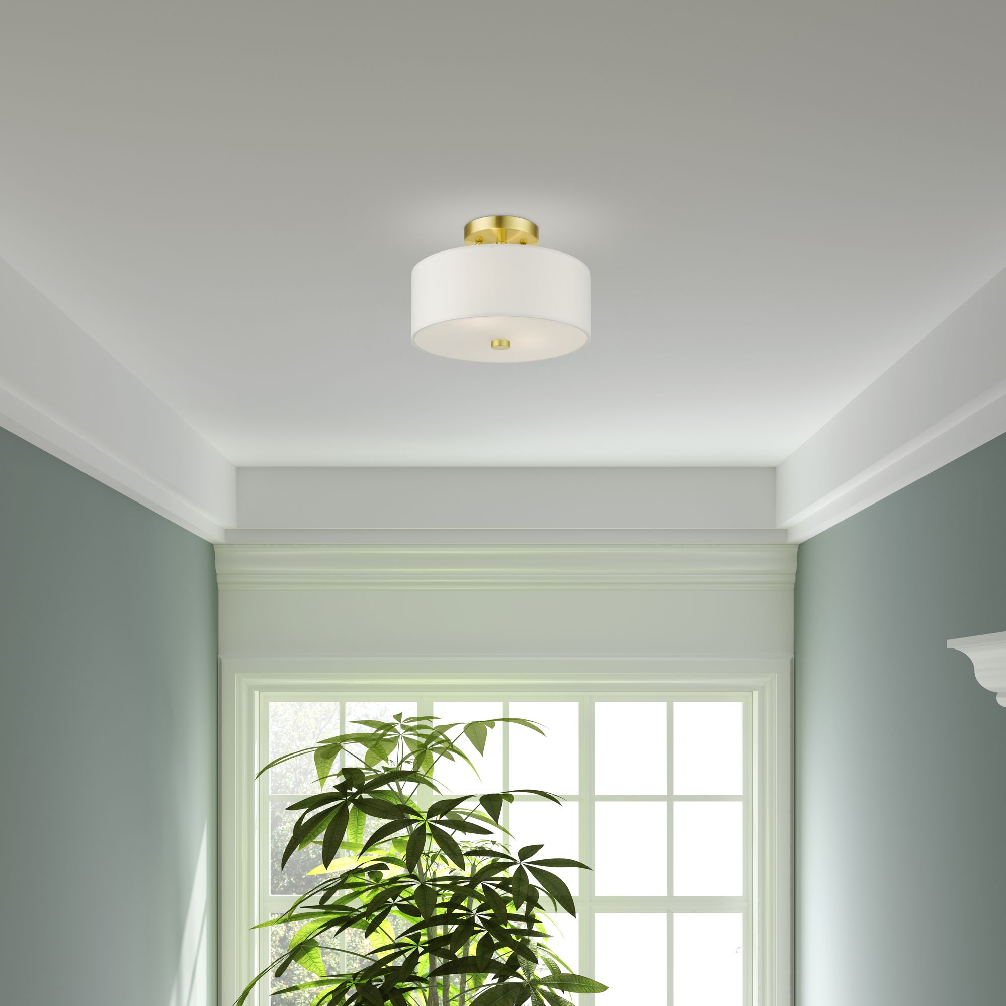 Meridian 2 Light Satin Brass Semi Flush