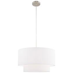 Meridian 20" Wide Brushed Nickel 2-Tier Drum Pendant Light