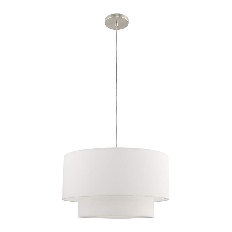 Image 4 Meridian 20" Wide Brushed Nickel 2-Tier Drum Pendant Light more views