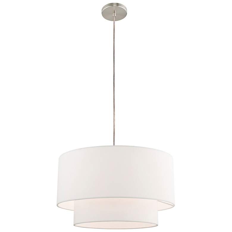 Image 5 Meridian 20" Wide Brushed Nickel 2-Tier Drum Pendant Light more views