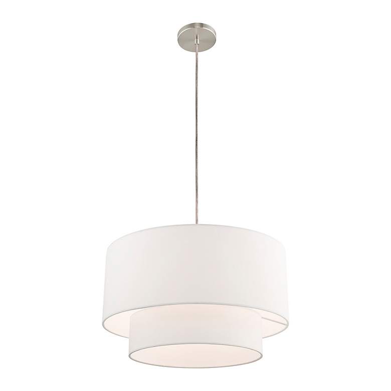 Image 6 Meridian 20" Wide Brushed Nickel 2-Tier Drum Pendant Light more views