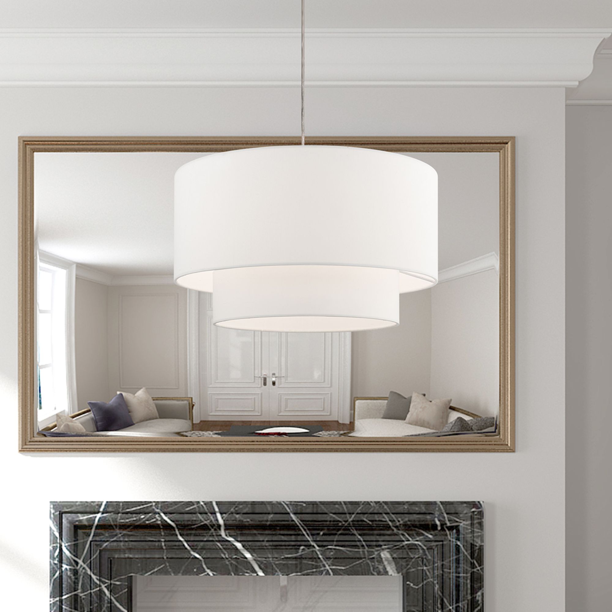 Meridian 20" Wide Brushed Nickel 2-Tier Drum Pendant Light