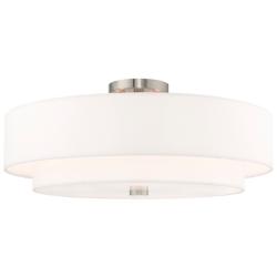 Meridian 22" Wide Brushed Nickel Double Drum Ceiling Light
