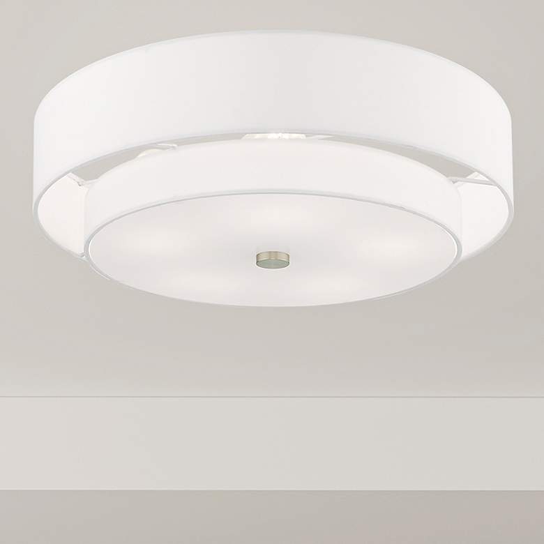 Image 2 Meridian 22" Wide Brushed Nickel Double Drum Ceiling Light