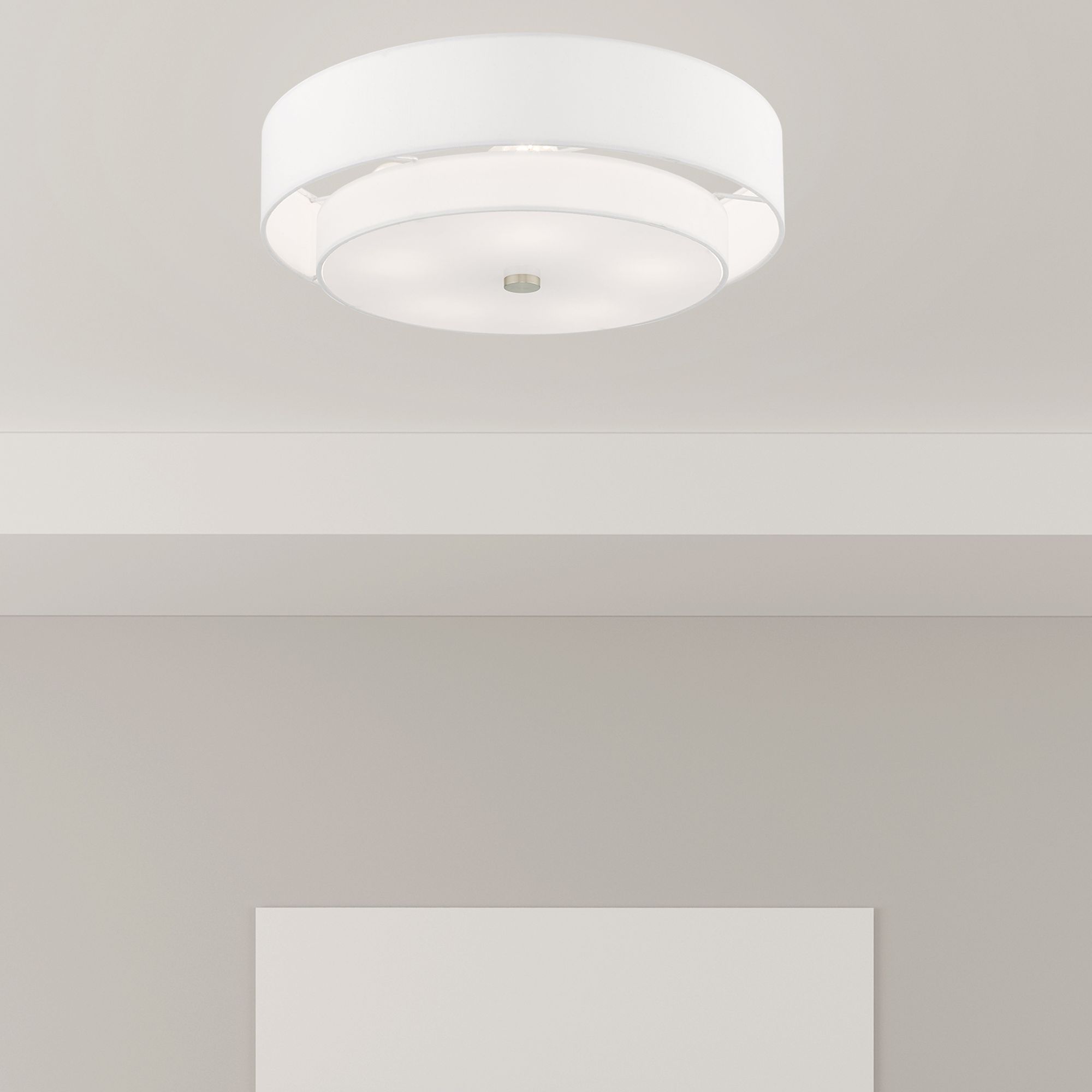 Meridian 22" Wide Brushed Nickel Double Drum Ceiling Light in scene