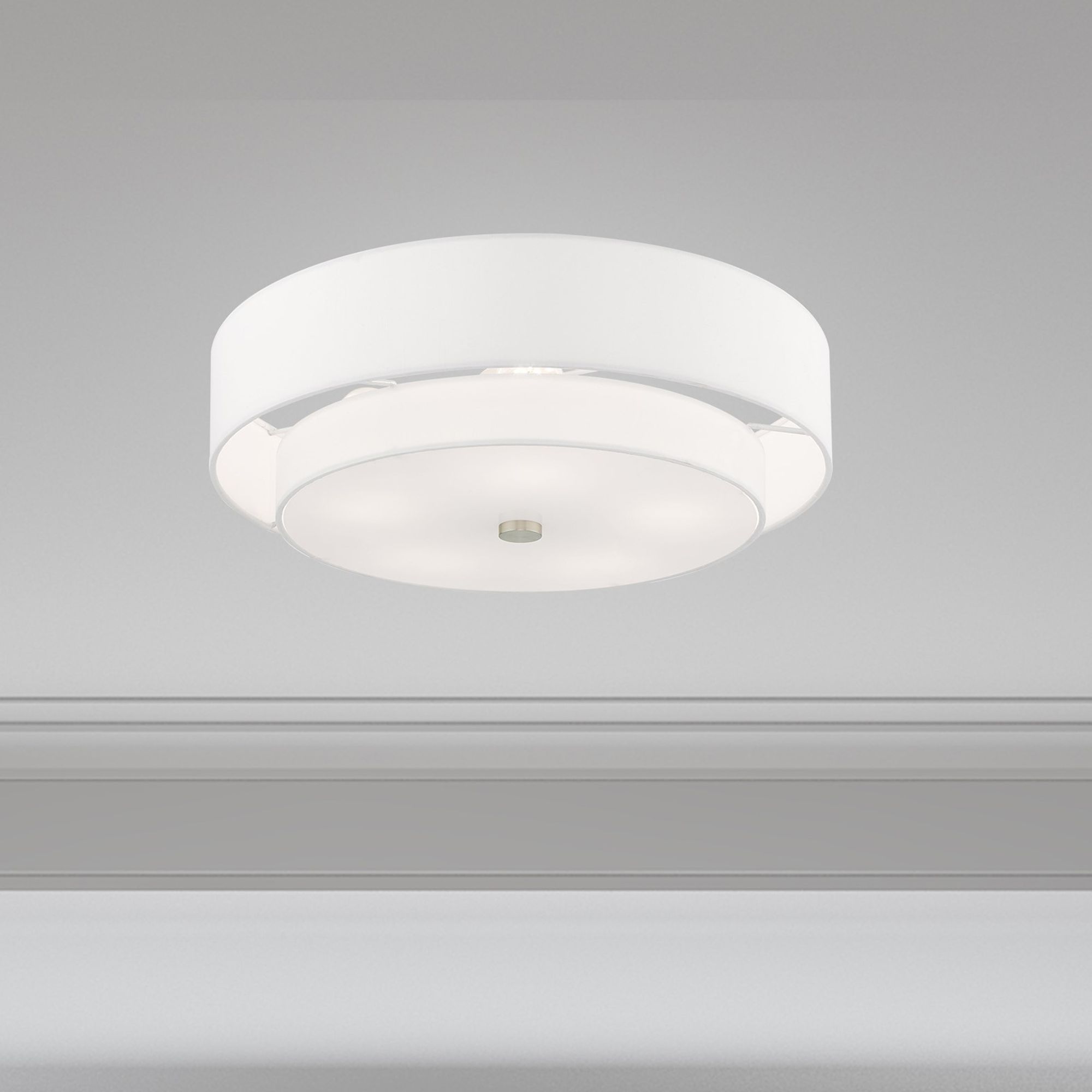 Meridian 22" Wide Brushed Nickel Double Drum Ceiling Light in scene