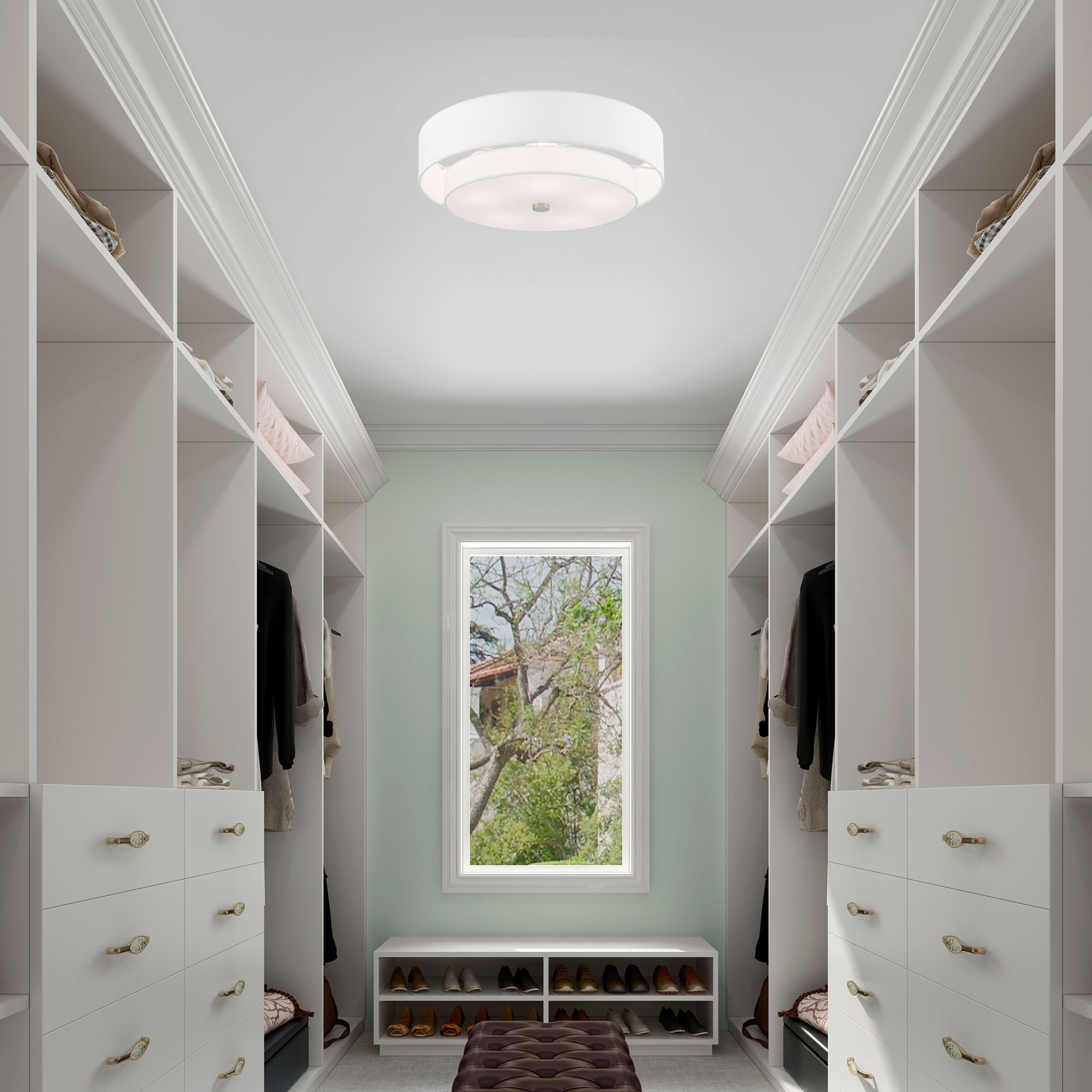 Meridian 22" Wide Brushed Nickel Double Drum Ceiling Light in scene