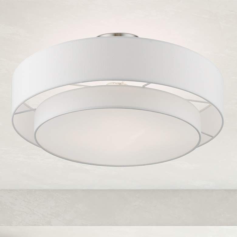 Image 2 Meridian 22" Wide Brushed Nickel Double Layer Ceiling Light