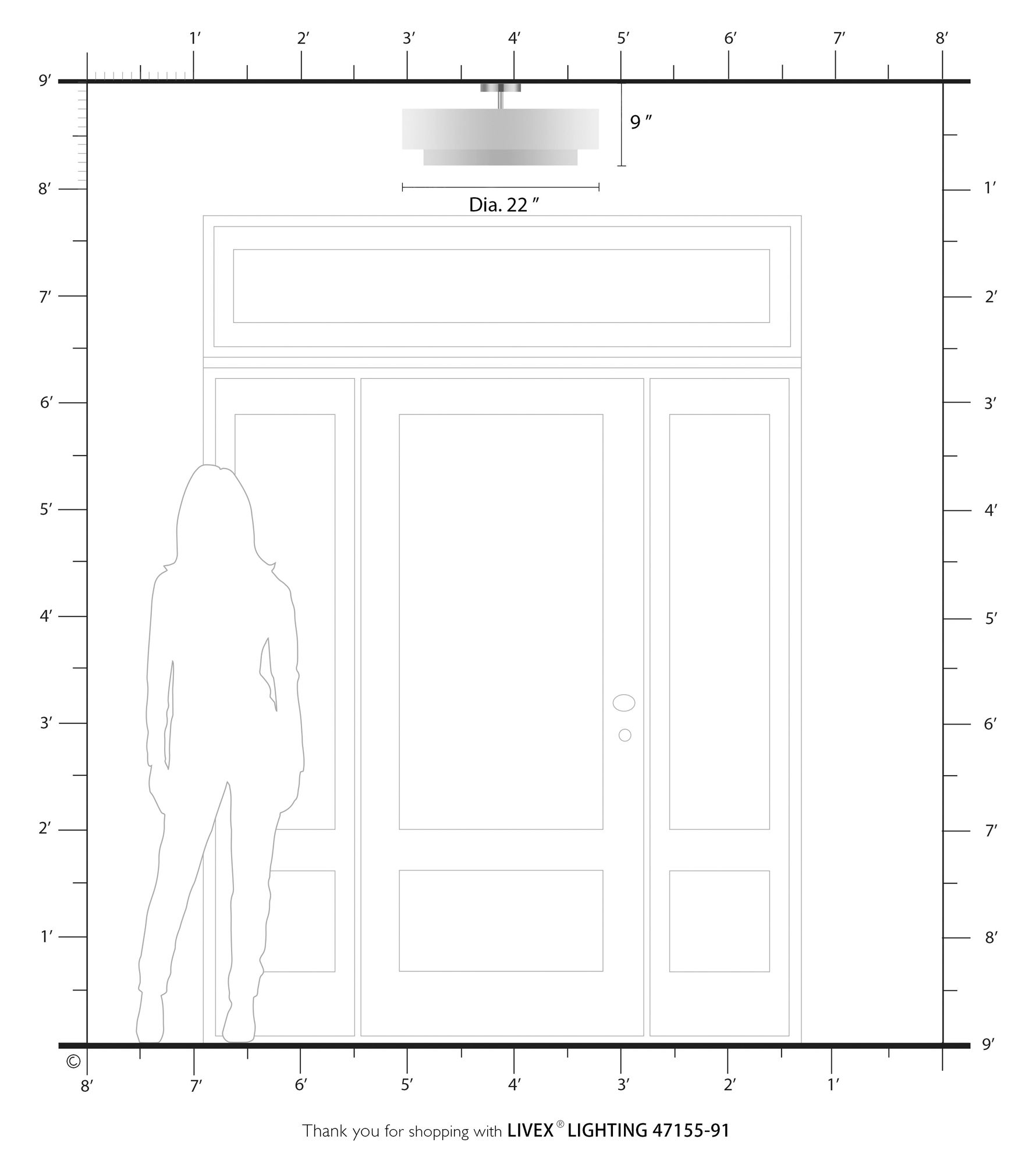 Meridian 22" Wide Brushed Nickel Double Layer Ceiling Light in scene