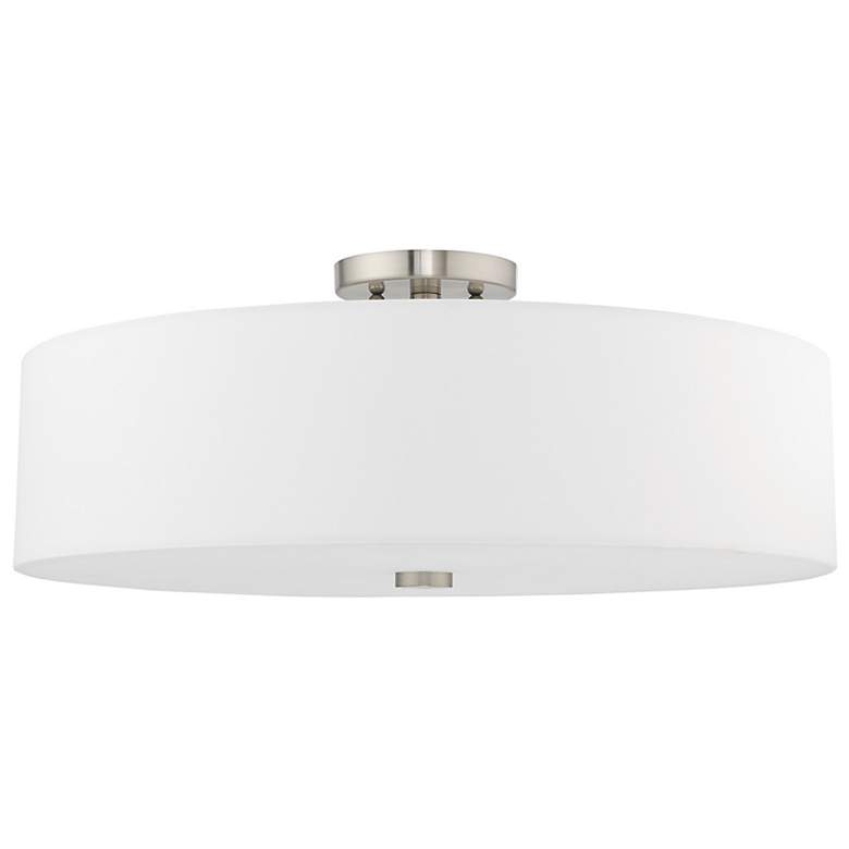 Image 5 Meridian 22" Wide Brushed Nickel Drum Ceiling Light more views