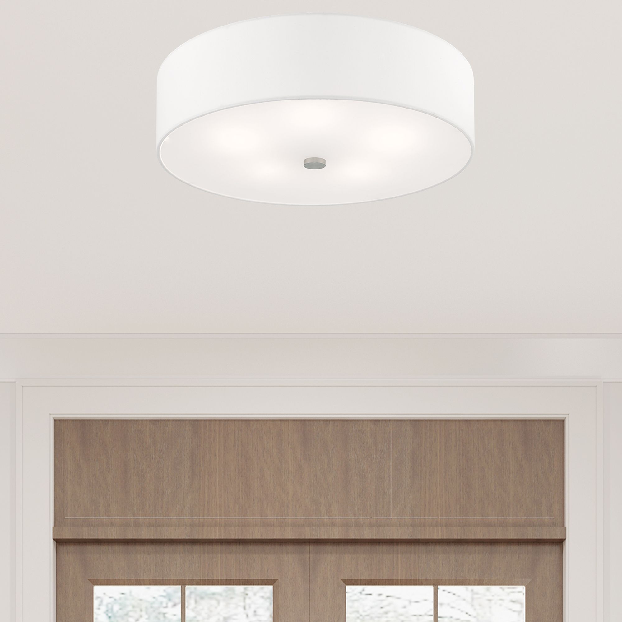 Meridian 22" Wide Brushed Nickel Drum Ceiling Light in scene