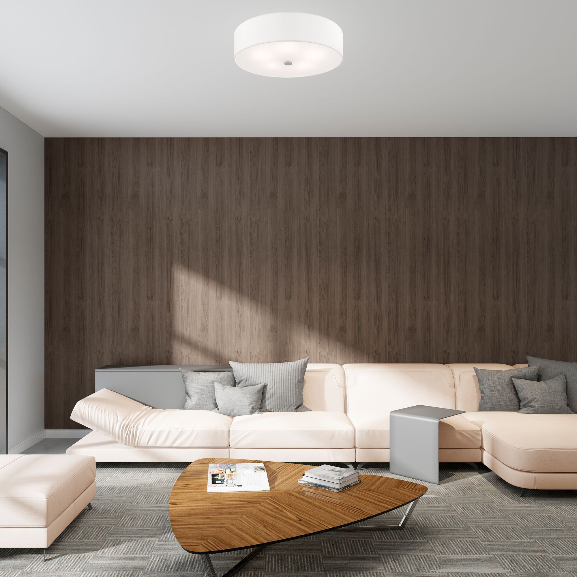 Meridian 22" Wide Brushed Nickel Drum Ceiling Light in scene