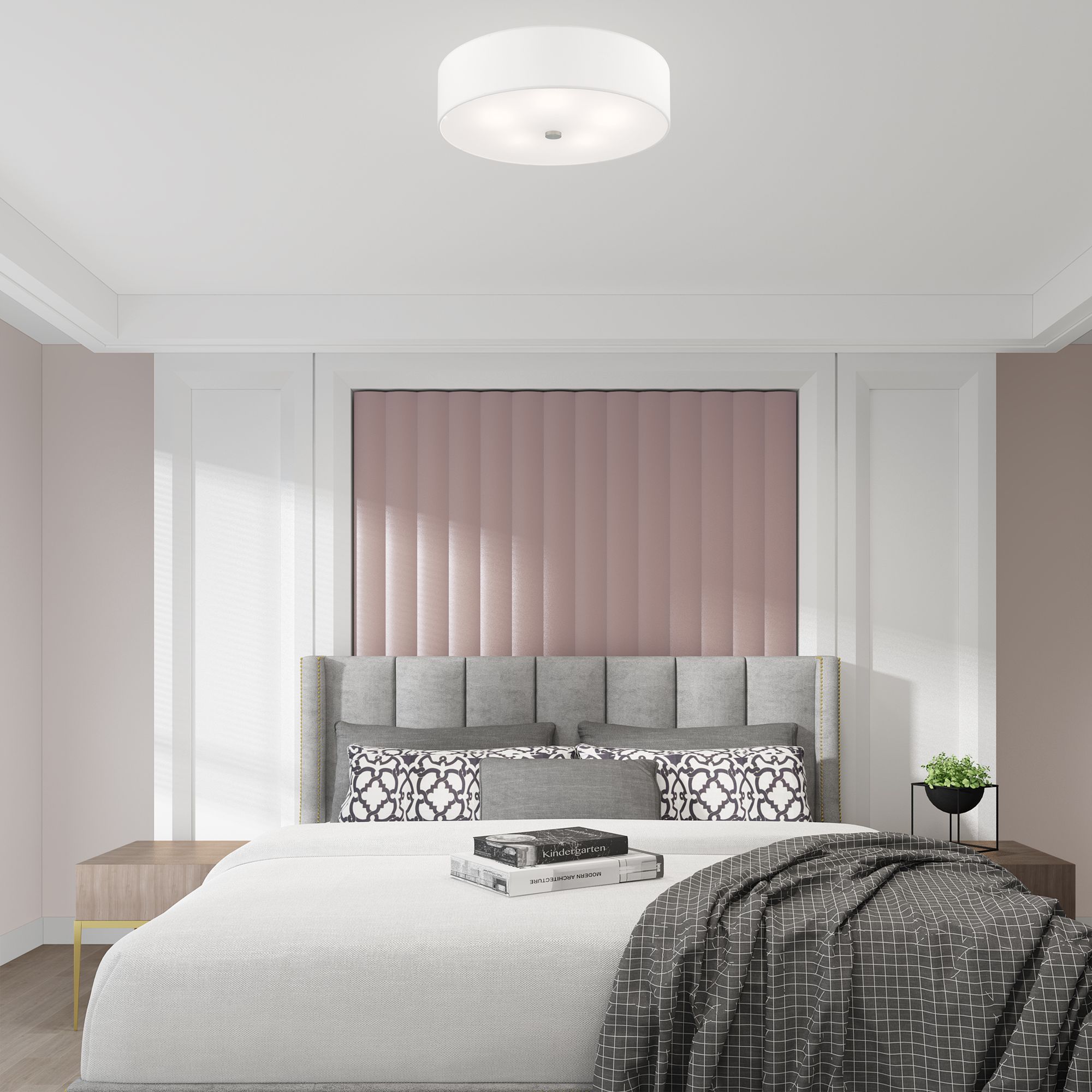 Meridian 22" Wide Brushed Nickel Drum Ceiling Light in scene