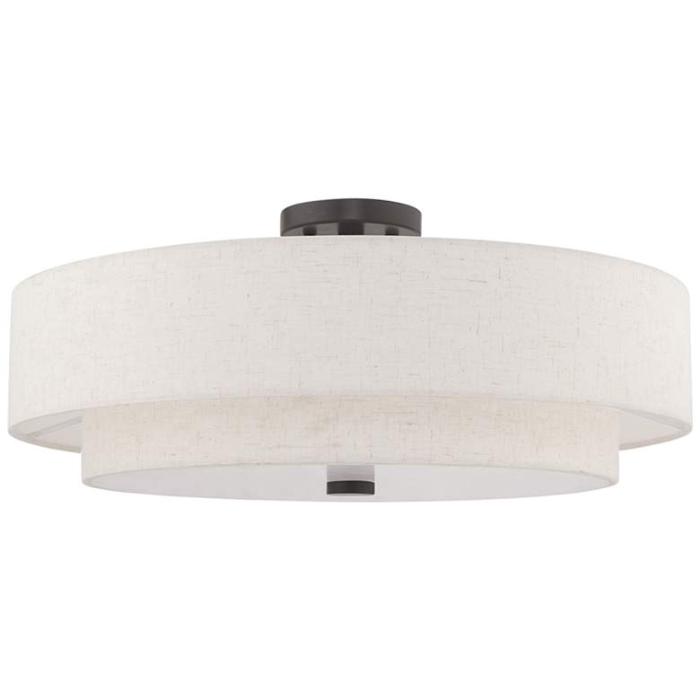 Image 2 Meridian 22" Wide Double Drum Shade Bronze 5-Light Ceiling Light