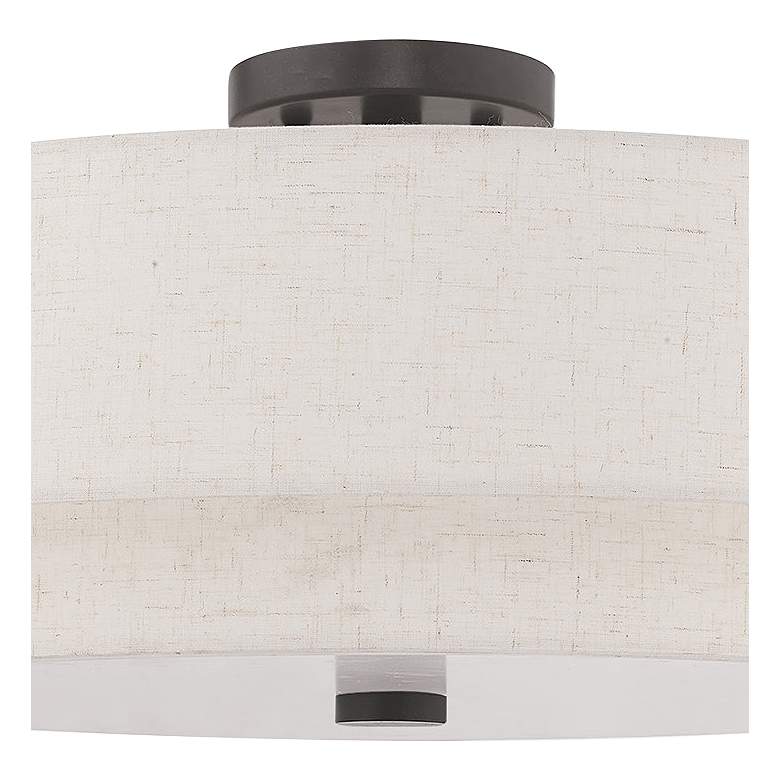 Image 3 Meridian 22" Wide Double Drum Shade Bronze 5-Light Ceiling Light more views