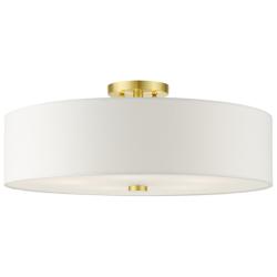 Meridian 22" Wide Satin Brass Drum Ceiling Light
