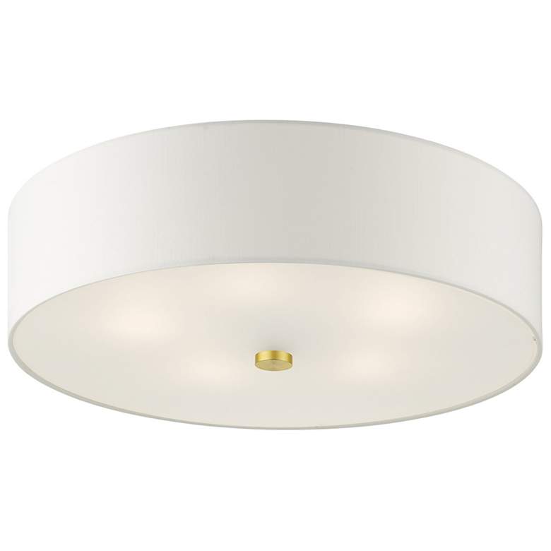 Image 6 Meridian 22" Wide Satin Brass Drum Ceiling Light more views