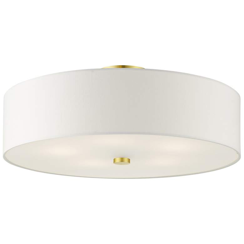 Image 7 Meridian 22" Wide Satin Brass Drum Ceiling Light more views
