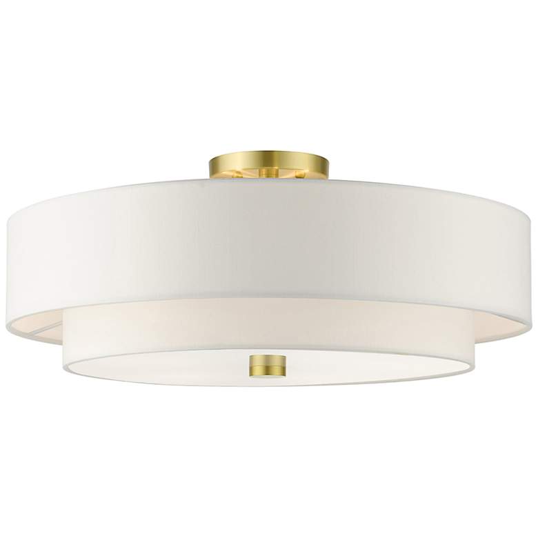 Image 3 Meridian 22" Wide Satin Brass Off-White Ceiling Light