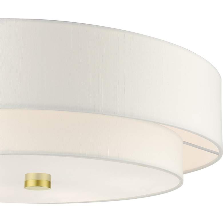 Image 5 Meridian 22 inch Wide Satin Brass Off-White Ceiling Light more views
