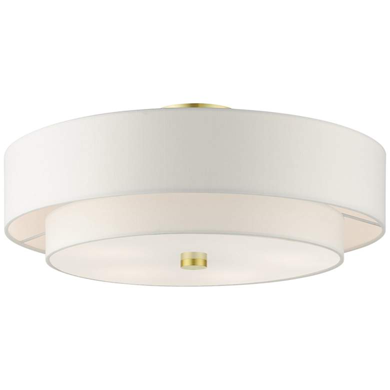 Image 7 Meridian 22 inch Wide Satin Brass Off-White Ceiling Light more views
