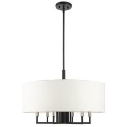 Meridian 24" Wide Black 6-Light Drum Shade Chandelier