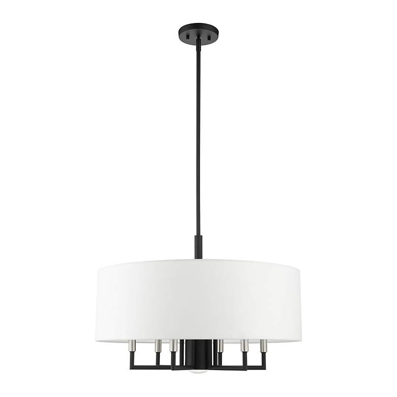 Image 3 Meridian 24" Wide Black 6-Light Drum Shade Chandelier more views