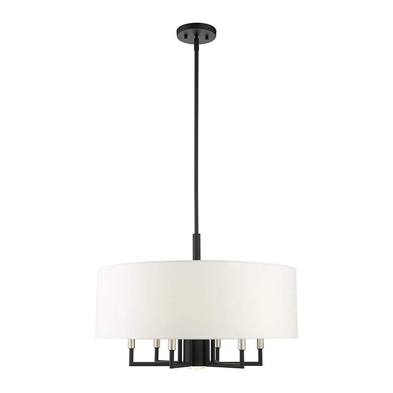 Image 4 Meridian 24" Wide Black 6-Light Drum Shade Chandelier more views