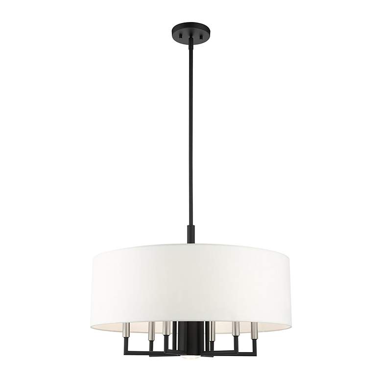 Image 5 Meridian 24" Wide Black 6-Light Drum Shade Chandelier more views