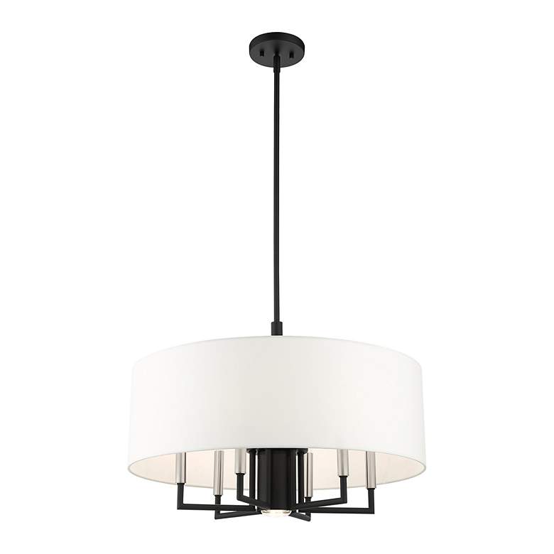 Image 6 Meridian 24" Wide Black 6-Light Drum Shade Chandelier more views