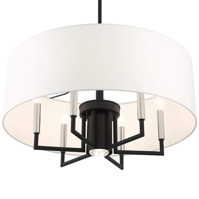 Image 7 Meridian 24" Wide Black 6-Light Drum Shade Chandelier more views
