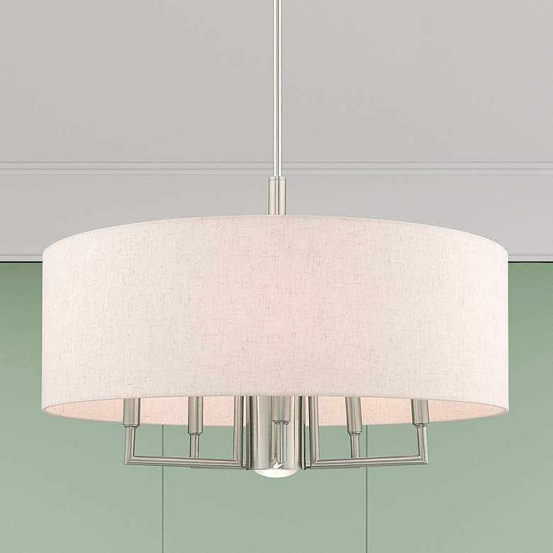 Image 2 Meridian 24" Wide Brushed Nickel 6-Light Chandelier