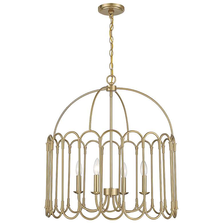 Image 1 Meridian 24" Wide Natural Brass 4-Light Pendant