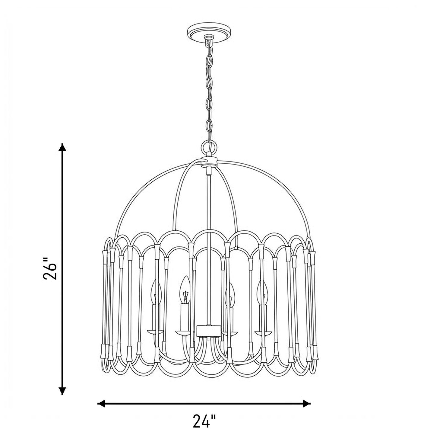 Image 3 Meridian 24" Wide Natural Brass 4-Light Pendant more views