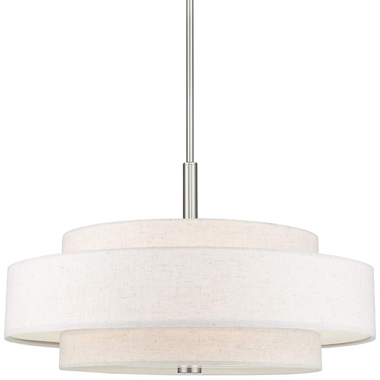 Image 3 Meridian 24"W Brushed Nickel Double-Drum Shade Pendant Light