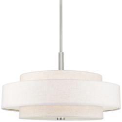 Meridian 24&quot;W Brushed Nickel Double-Drum Shade Pendant Light