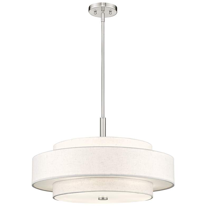 Image 6 Meridian 24"W Brushed Nickel Double-Drum Shade Pendant Light more views