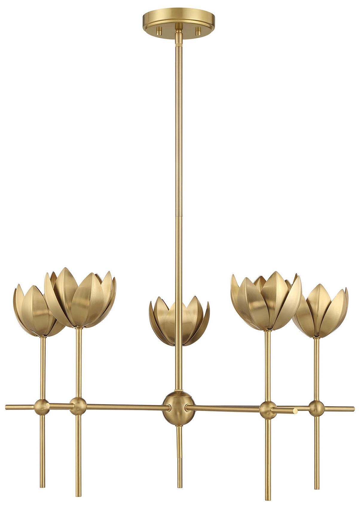 Image 2 Meridian 26 3/4" Wide Natural Brass 6-Light LED Chandelier more views