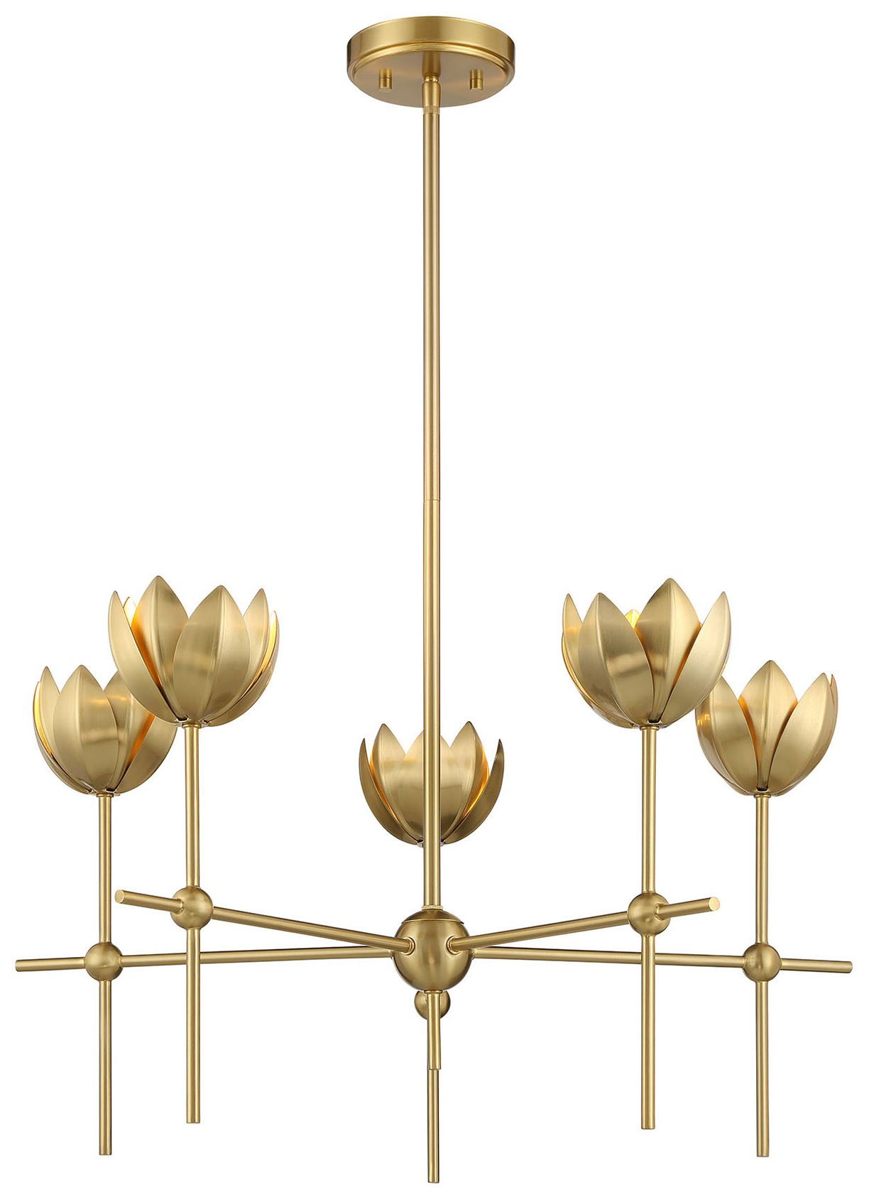 Image 3 Meridian 26 3/4" Wide Natural Brass 6-Light LED Chandelier more views